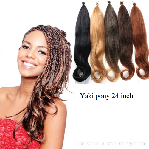 24 Inch High Quality Cheap Premium Fiber Synthetic Pony Tail Yaki Braiding Hair